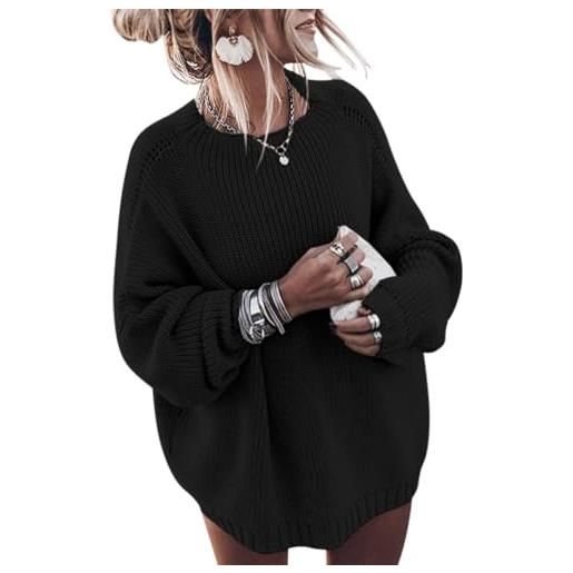 ORANDESIGNE maglione grosso donna maglia larga caldo invernale pullover sweater maglieria femminili maglioncino maglioni manica lunga maglietta felpa casual jersey sweatshirt nero m