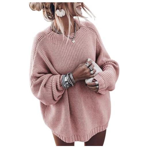 ORANDESIGNE maglione grosso donna maglia larga caldo invernale pullover sweater maglieria femminili maglioncino maglioni manica lunga maglietta felpa casual jersey sweatshirt cachi m