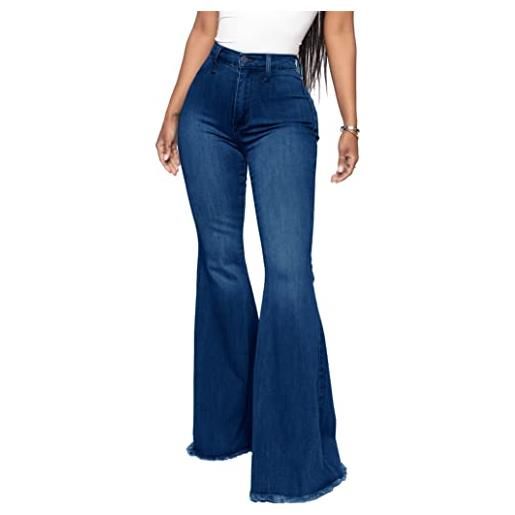 ZH8FCHAN jeans donna a zampa di elefante elasticizzati bootcut flare a zampa di elefante a vita alta lunghi per donna jeans sexy woman jeans donna con tasche (marrone, s, s)