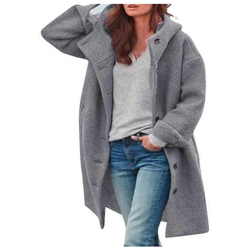 MJGkhiy trench donna lungo invernale giacca blazer moda giacche maniche lunghe giubbotto di lana giubbotti tagle forti giaccone con tasche giubbini abbigliamento donna firmato