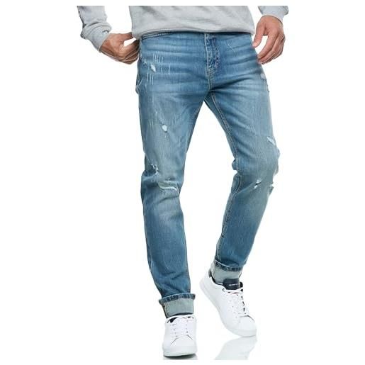 Indicode uomini insmalinos jeans pants | pantaloni jeans in cotone con 5 tasche mid destroy wash 31/32