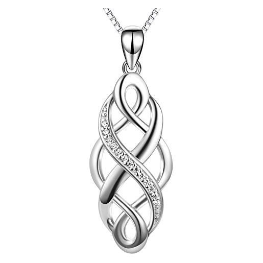 YFN collana con nodo celtico con ciondolo opale in argento sterling infinity love jewelry, argento sterling 925, opale