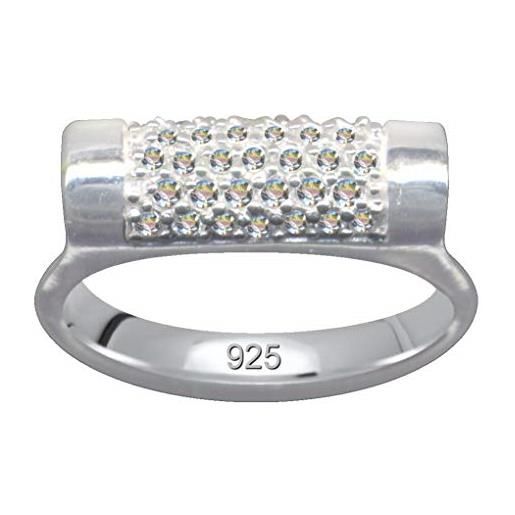 Ringe 925 Silber anello solitario art deco bianco, misura 55, 17,5 mm, in vero argento 925, con zirconi, stile giovanile, simbolo emotivo, 17,5 mm, stravagante, bianco trasparente
