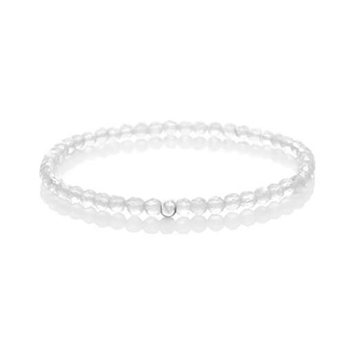 BERGERLIN bracciale in vero cristallo di rocca con perle in argento 925 - perle sfaccettate - taglia xs