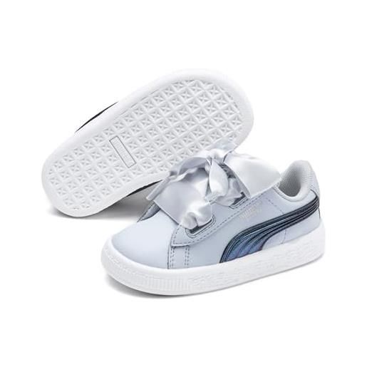 Puma basket heart shimmer inf, sneaker bambina, blu (heather white 01), 21 eu
