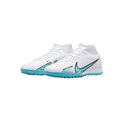 Nike zoom mercurial superfly 9 academy tf, sneaker uomo, white/baltic blue-pink blast, 47.5 eu