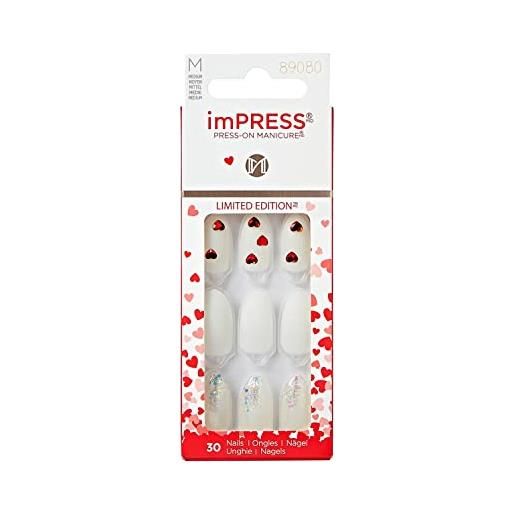 imPRESS kiss imPRESS - manicure con stampa a pressione, in edizione limitata, per san valentino, 30 pezzi