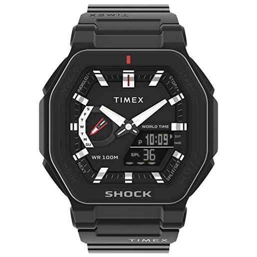 Timex orologio da uomo command encounter 54mm - quadrante nero cassa nera cinturino nero, nero/bianco, one size, orologio da 45 mm con cinturino in resina