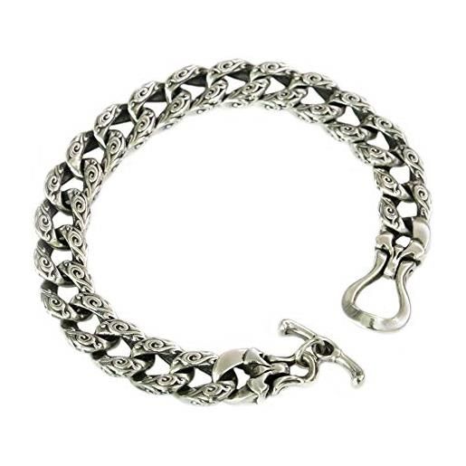 LINSION ta156 - bracciale da uomo in argento sterling 925 con catena a nuvole di buon auspicio e argento, colore: argento, cod. Ta156