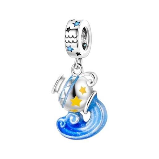 Streetculture acquario segno zodiacale oroscopo compleanno luminoso - braccialetto ciondolo gioielli decorazione accessorio argento 925 regalo argento sterling
