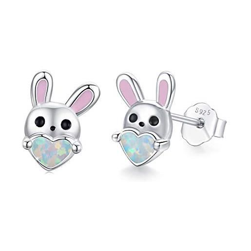 CUOKA MIRACLE orecchini per ragazze orecchini in argento sterling 925 opal bunny per donne studs coniglio per bambini ragazze