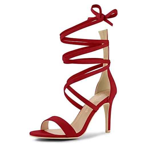 Allegra K - sandali da donna con tacco a spillo e tacco a spillo, rosso (rosso), 41 eu
