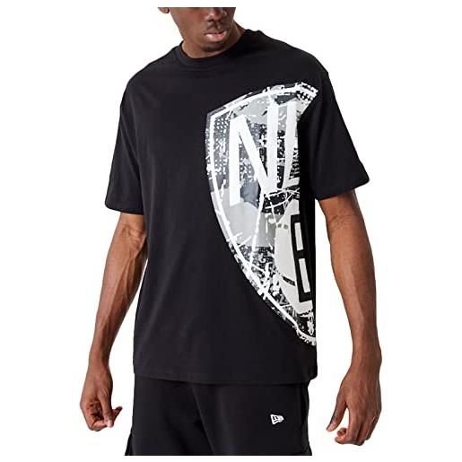 New Era maglietta da uomo brooklyn nets con logo della squadra grande, colore: nero, nero , l