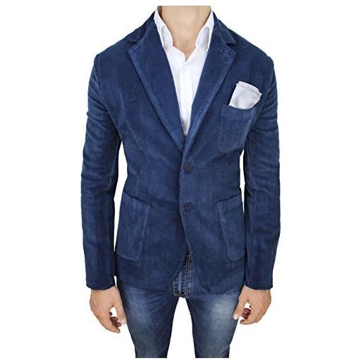 Mat Sartoriale giacca uomo sartoriale blu in velluto invernale casual elegante 100% made in italy (xxl)
