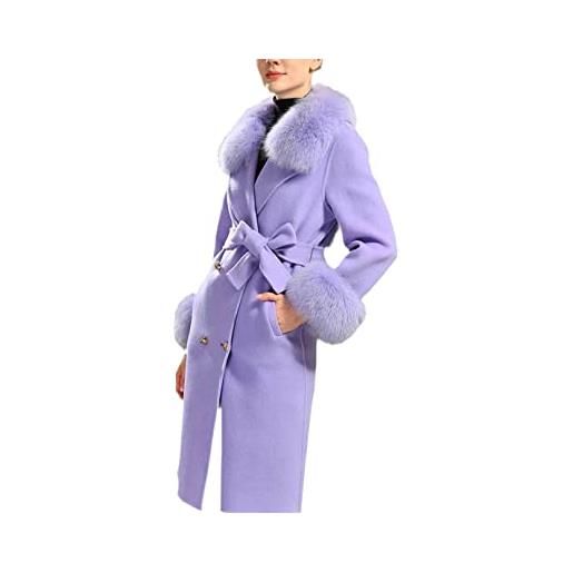 Pulcykp cintura da donna in pelliccia sintetica calda per l'autunno e l'inverno, in cashmere, colore: lavanda s, lavanda, s
