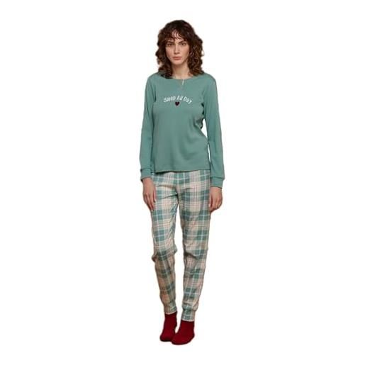 Noidinotte; more than pyjamas noidinotte - pigiama donna caldo cotone delizia - m verde