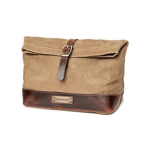 DRAKENSBERG grande beauty case otis in tela cerata, idrorepellente, espandibile, design roll-top, fino a 8 l, kaki sabbia