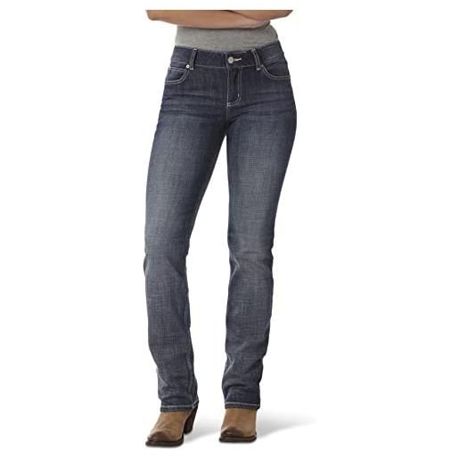Wrangler jeans western elasticizzati a gamba dritta a vita media, indaco scuro, 5 shorts donna
