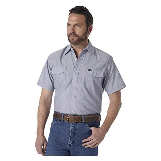 Wrangler camicia da lavoro western a maniche corte da uomo, chambray. , m