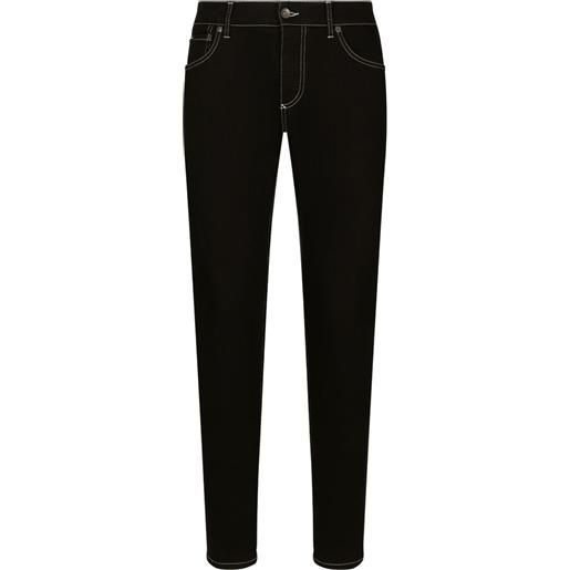 Dolce & Gabbana jeans slim con cuciture a contrasto - nero