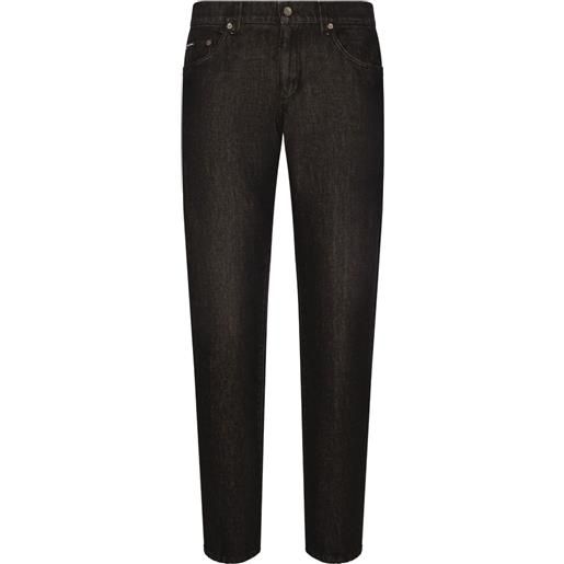 Dolce & Gabbana jeans affusolati con applicazione - nero