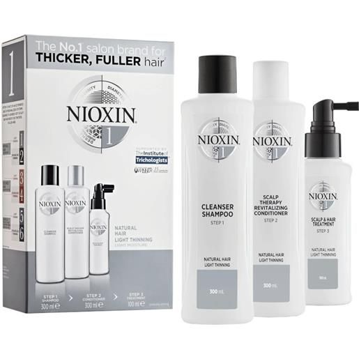 Nioxin Nioxin kit sistema 1 300 ml shampoo + 300 ml balsamo + 100 ml trattamento specifico