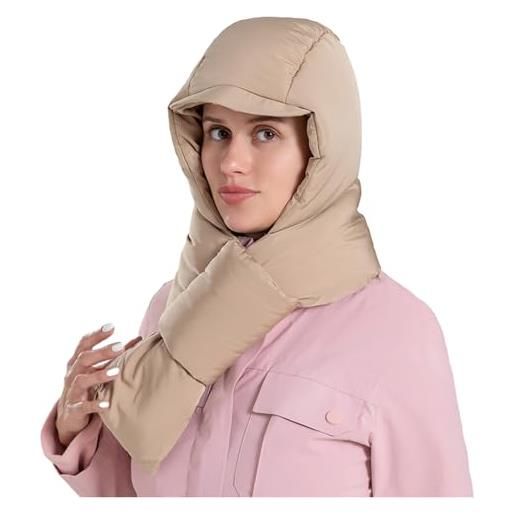 PUCHEN sciarpa con cappuccio da donna, spessa sciarpa impermeabile con cappuccio, alla moda, protezione per le orecchie integrata, per uomini e donne