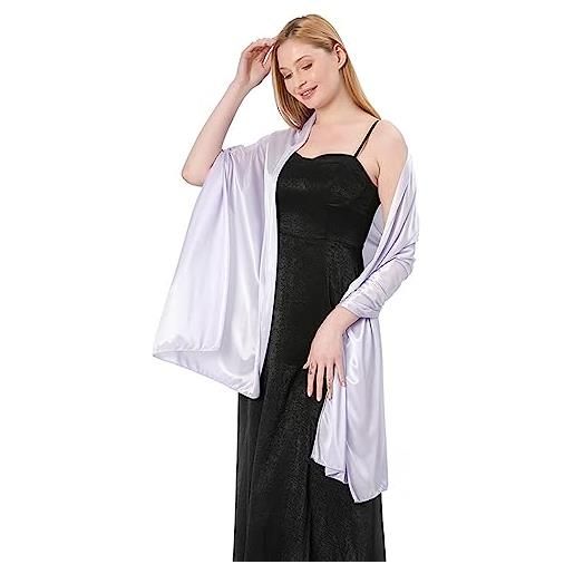 LumiSyne donna scialle stola in raso setoso per abito da sera tinta unita sciarpe lunga leggero elegante wrap stola per sposa matrimonio cerimonia festa, 200×70cm