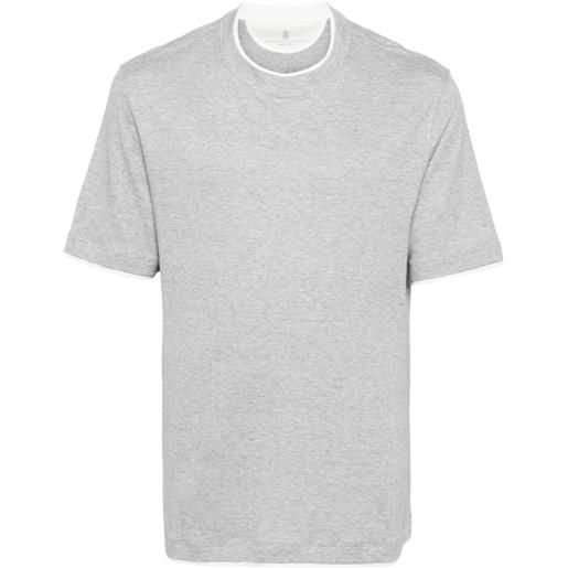 Brunello Cucinelli t-shirt con bordo a contrasto - grigio