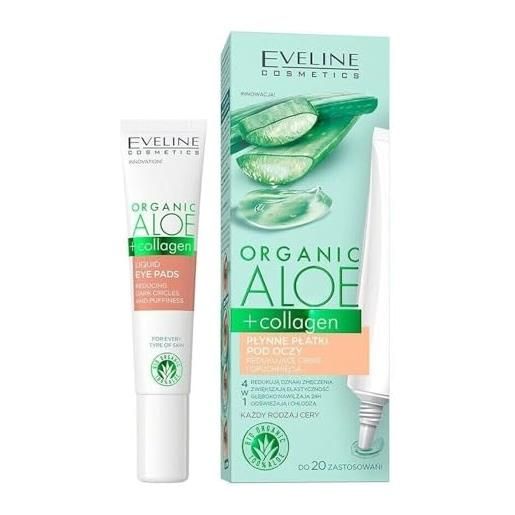 Eveline cosmetics cuscinetti per occhi in alluminio organico + collagene contro gli occhielli, 20 ml