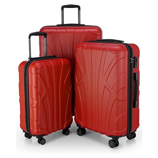 SUITLINE - valigia grande rigida leggera bagaglio check-in espandibile, 76 cm, 110 litri, rosso