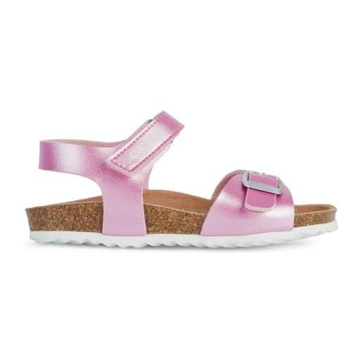 Geox j adriel girl c, sandali, bianco fucsia, 34 eu