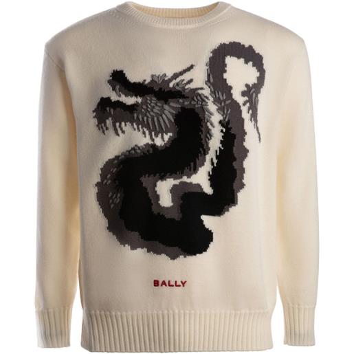 Bally maglione con motivo drago - toni neutri