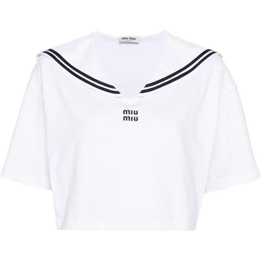 Miu Miu t-shirt con colletto alla marinara - bianco