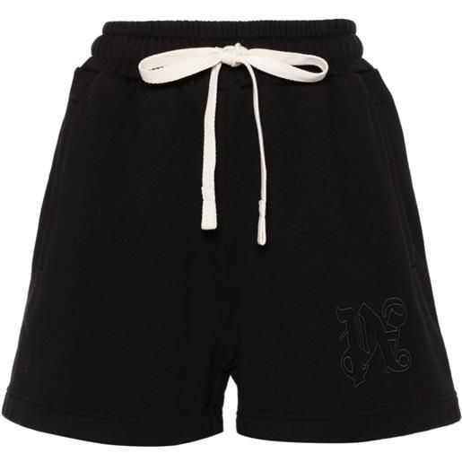 Palm Angels shorts sportivi con ricamo - nero