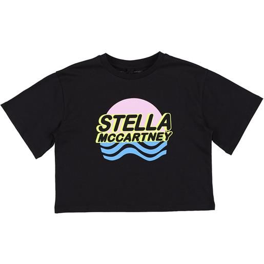 STELLA MCCARTNEY KIDS t-shirt cropped in cotone organico con stampa