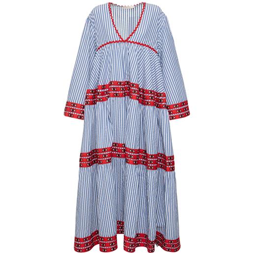 FLORA SARDALOS striped cotton long sleeve maxi dress