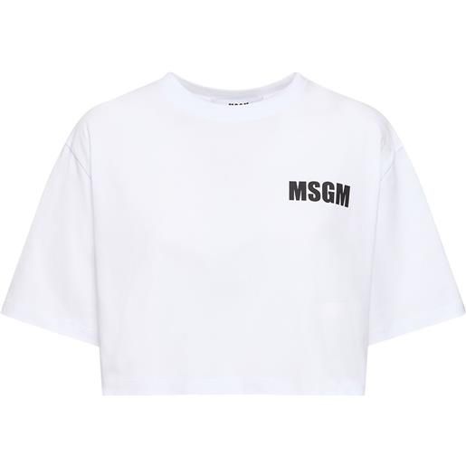 MSGM t-shirt cropped in cotone