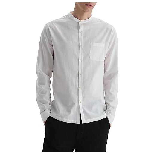 Dagi long sleeve, mandarin collar, fashion, regular shirt camicia, bianco, xxl uomo