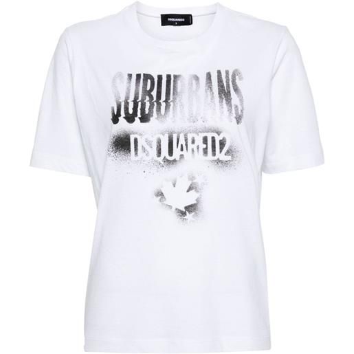 Dsquared2 t-shirt suburbans con stampa - bianco
