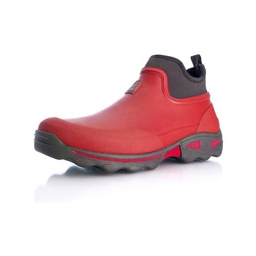 Rouchette stivali di gomma da donna corti antiscivolo stivali da pioggia da giardino impermeabili corti, colore: rosso, 37 eu