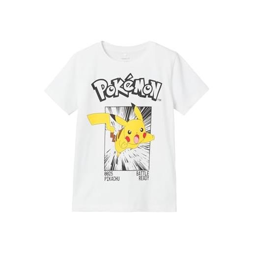 NAME IT nkmnoisi pokemon ss top noos bfu t-shirt, bianco, 146 cm-152 cm bambini e ragazzi