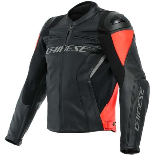 Dainese giacca moto in pelle Dainese racing 4 nero rosso fluo