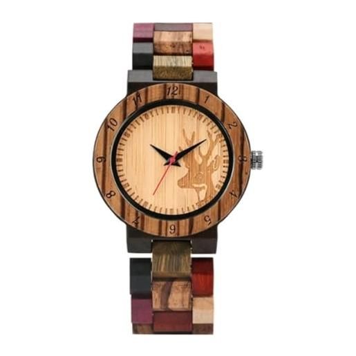 GAGALU vintage colore misto irregolare linee blu orologio donna moda legno orologio bracciale in legno orologio da polso delle donne reloj mujer, quadrante alce