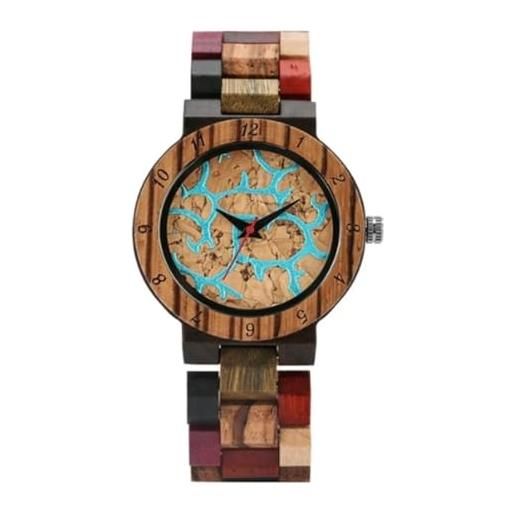 GAGALU vintage colore misto irregolare linee blu orologio donna moda legno orologio bracciale in legno orologio da polso delle donne reloj mujer, linee blu. , bracciale