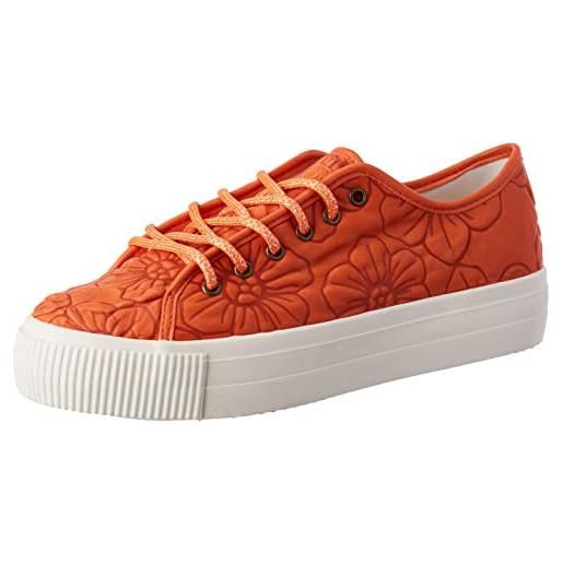 Desigual scarpe in poliuretano, ginnastica donna, colore: arancione, 37 eu