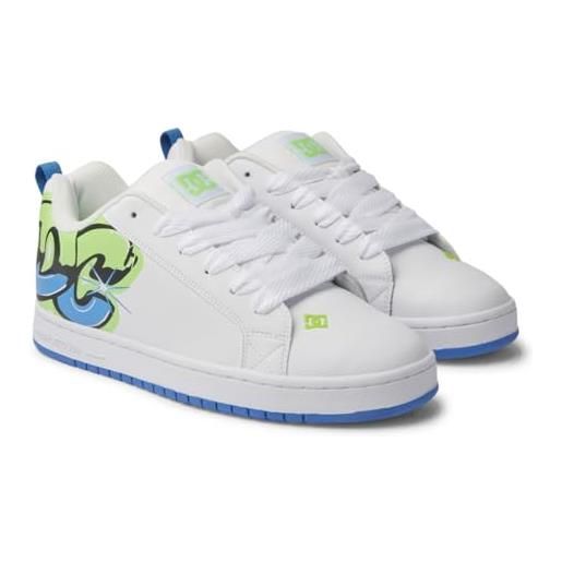 DC Shoes court graffik, scarpe da ginnastica uomo, white lime turquoise, 39 eu