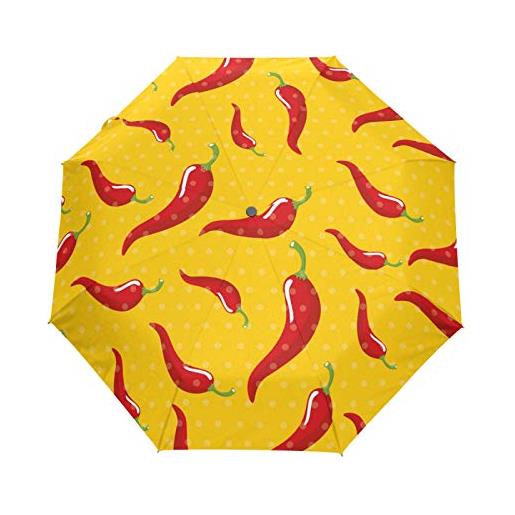Sawhonn carino pois peperoncino ombrello automatico pieghevole portatile ombrelli antivento da viaggio per uomini donn