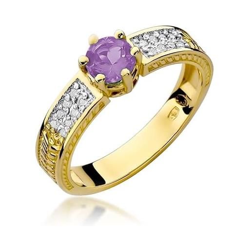 Lumari Gold anello da donna in oro 585 14 carati, con diamanti brillanti, 18 (18,5), rubino