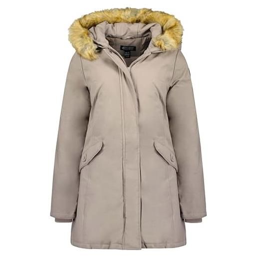Canadian Peak akapeak lady - parka longue epaisse chaude femme automne hiver - manteau fin capuche fausse fourure - blouson coupe vent - doudoune elegante femmes (taupe l)